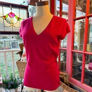 Cashmere V-Neck Short Sleeve Sweater